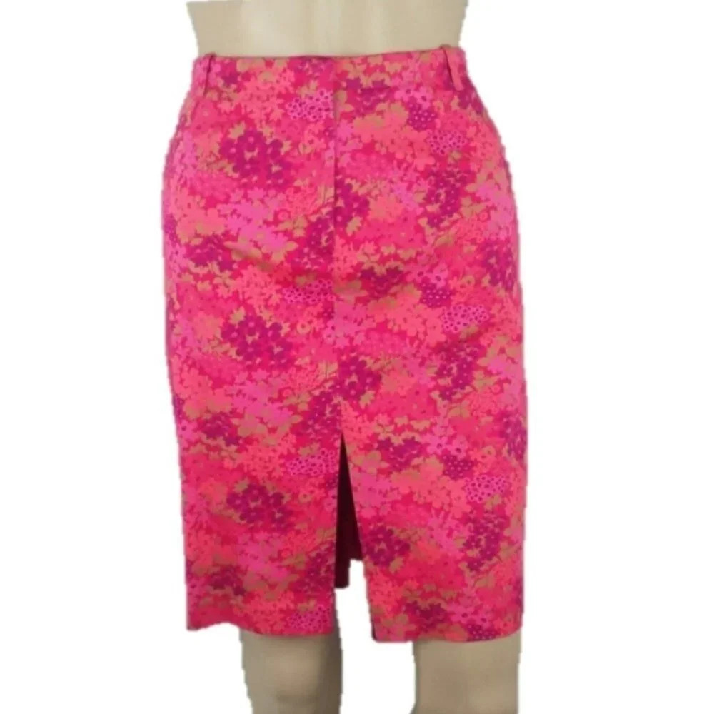 Vintage Express Floral Pink Pencil Skirt 11/12